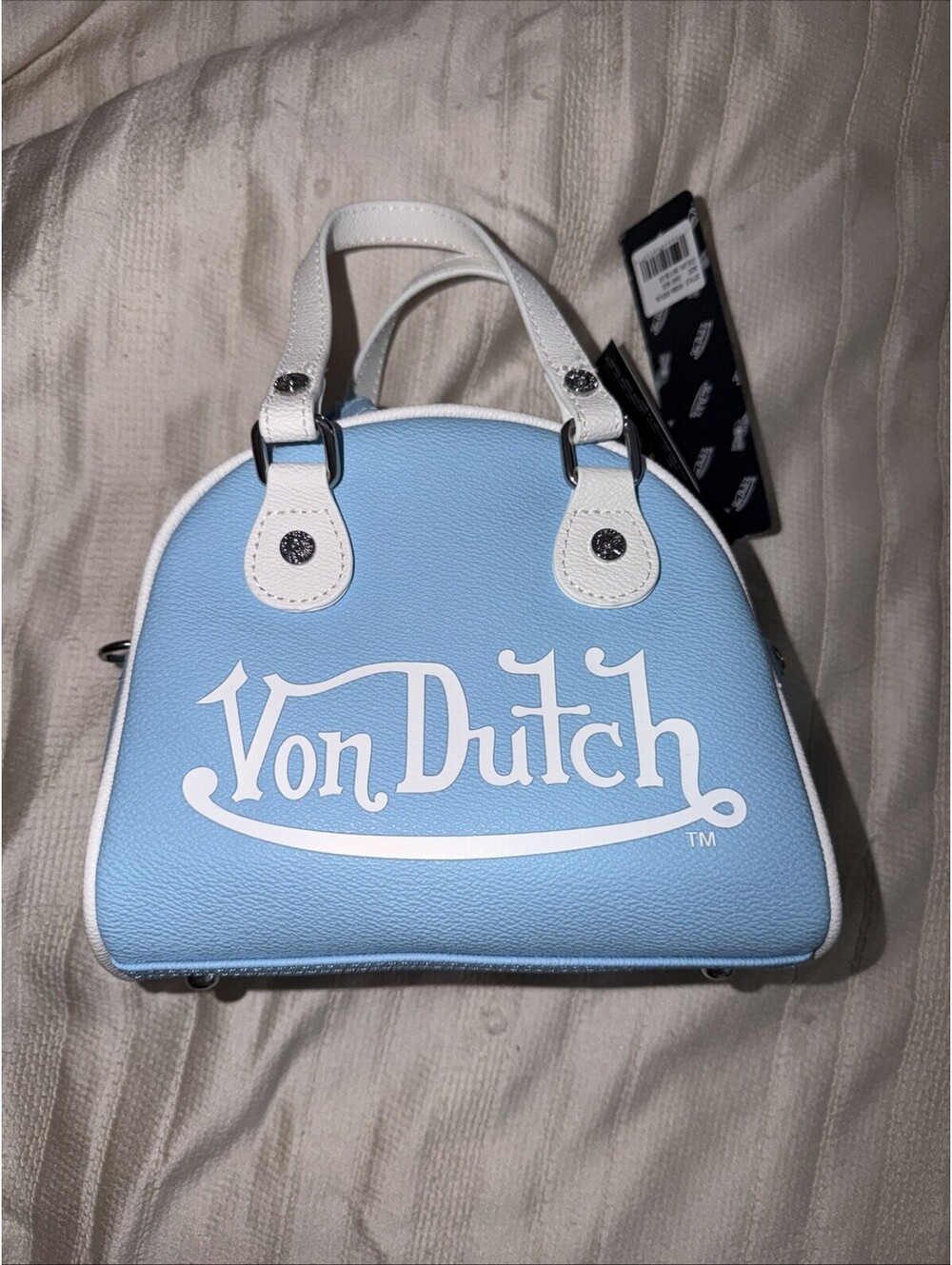 Von Dutch Baby Blue Bowling Bag, Winged, Detachable Strap NEW